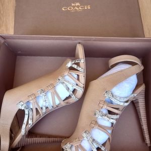 Coach Jody vegan leather natural/ python print heels